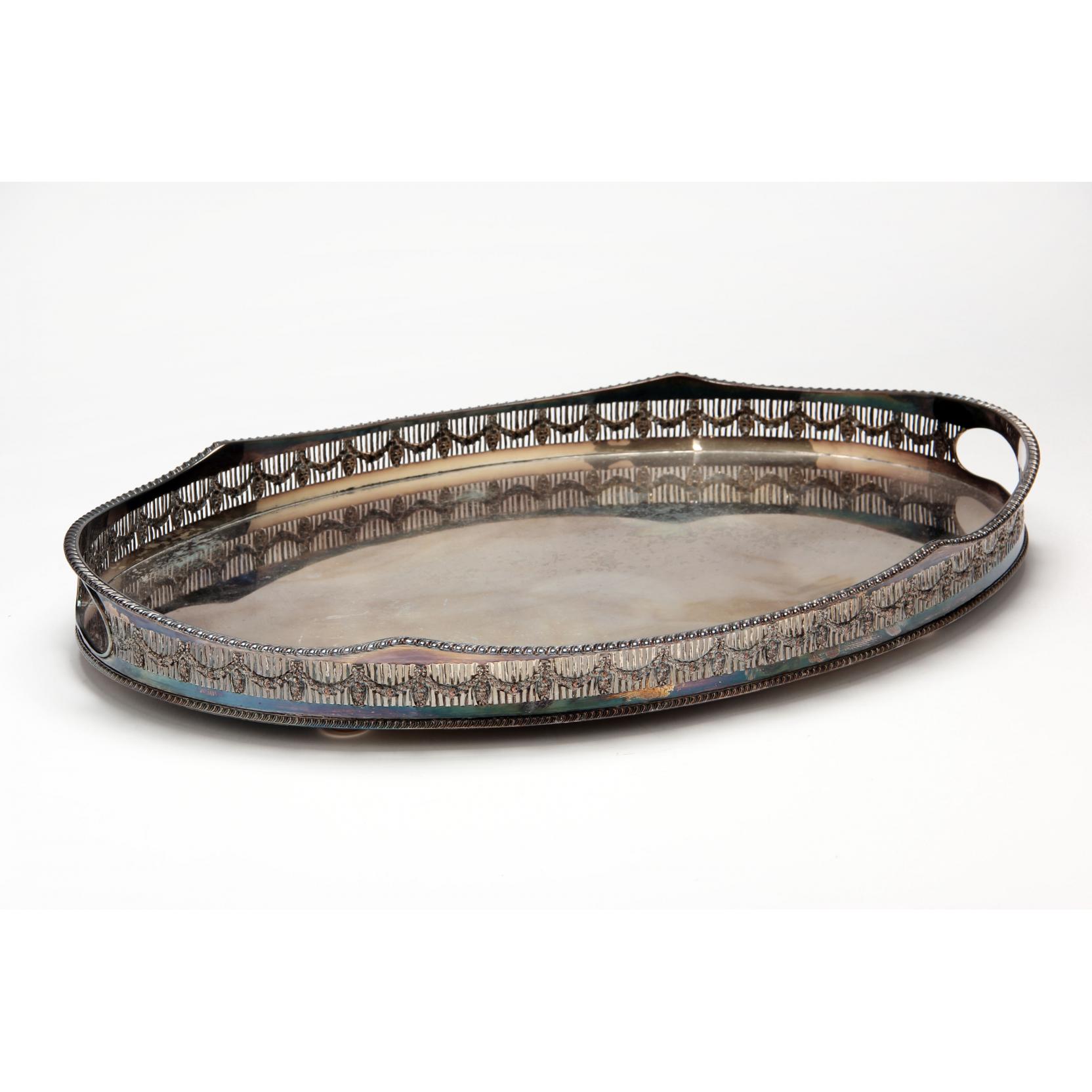 Appraisal: English Silver-over-Copper Gallery Tray circa - marked Made in Sheffield