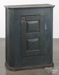 Appraisal: Pennsylvania painted poplar hanging cupboard ca retaining its original blue