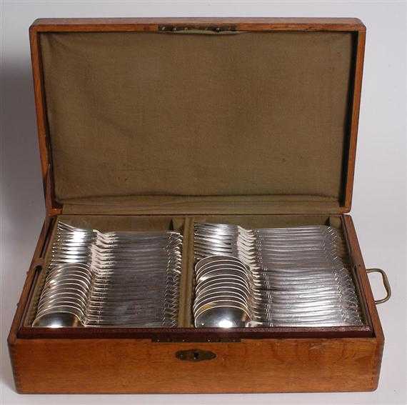 Appraisal: FRENCH SET OF CUTLERY Paris Silver plate pieces in all