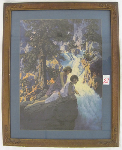 Appraisal: MAXFIELD PARRISH COLOR PRINT c titled Waterfall with two young