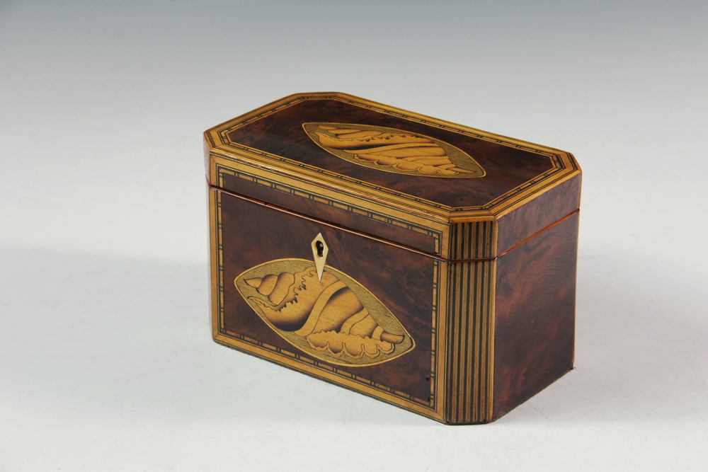 Appraisal: TEA CADDY - th c English Oblong Canted Corner Caddy