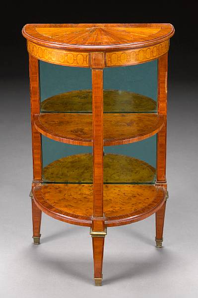 Appraisal: A Louis XVI style burl yew and kingwood etagere th