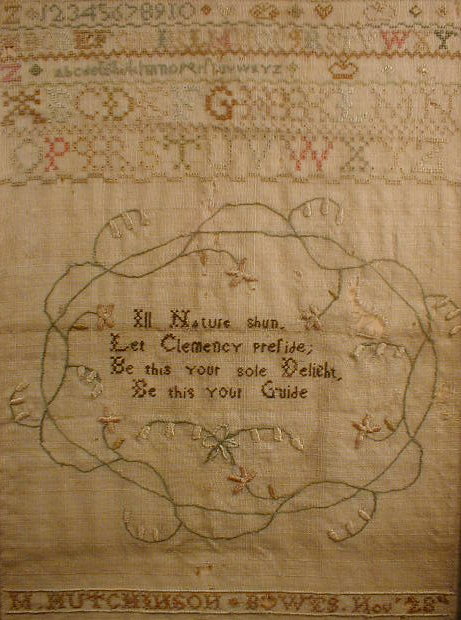 Appraisal: A George III sampler by M Hutchinson Bowes dated Nov