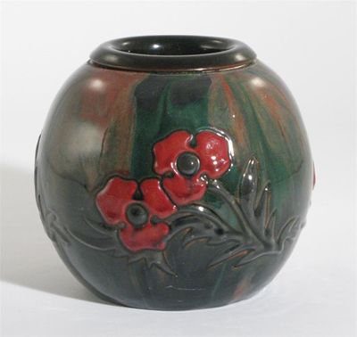 Appraisal: A Sunflower Pottery vase candlestick by Sir Edmund Elton ovoid