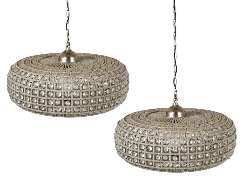 Appraisal: PAIR OF MODERN CEILING LIGHT FIXTURESglass and metal inches diameter