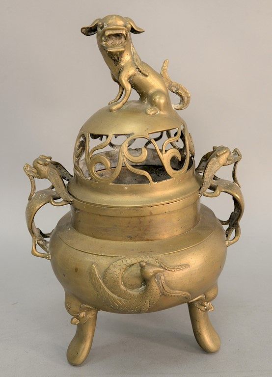 Appraisal: Bronze covered tripod censer China Late Qing th th century