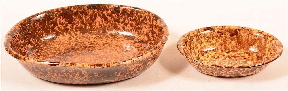 Appraisal: Two Rockingham Glazed Earthenware Bowls Two Rockingham Glazed Earthenware Oval