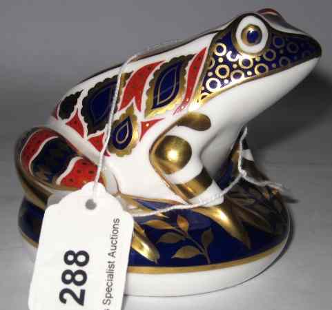 Appraisal: Royal Crown Derby Imari Frog Paperweight silver Stopper