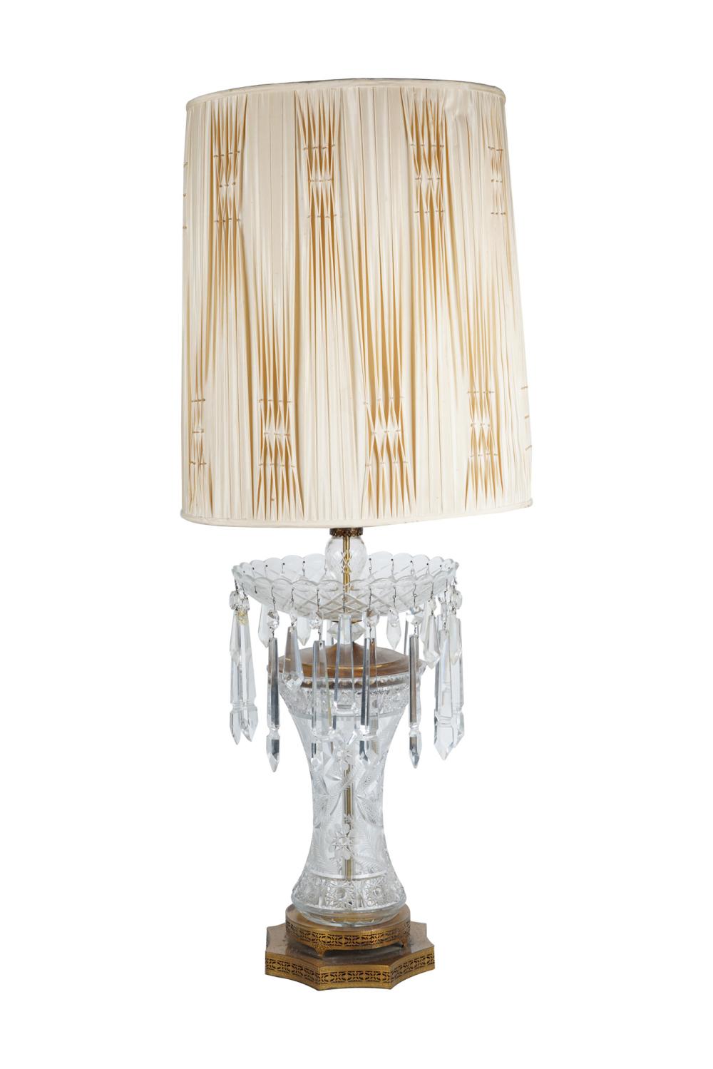 Appraisal: CUT GLASS GIRONDOLE TABLE LAMPthe lamp inches high inches high