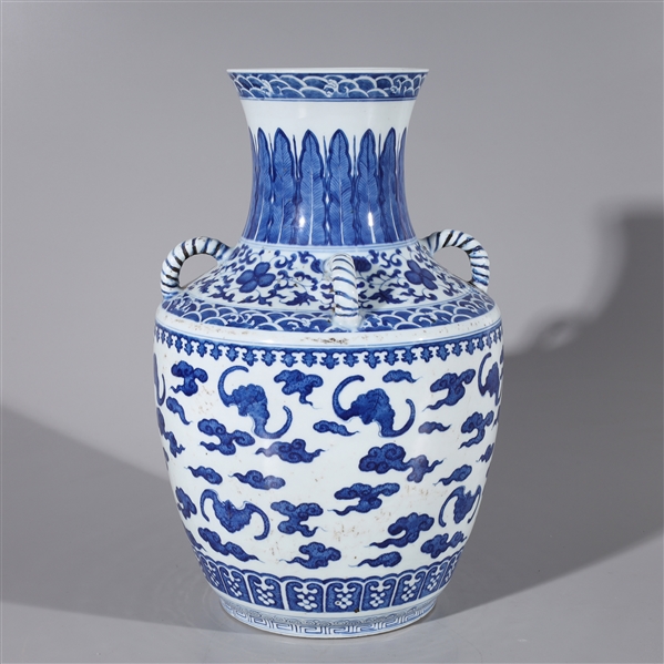 Appraisal: Chinese porcelain blue and white vase with bat designs and