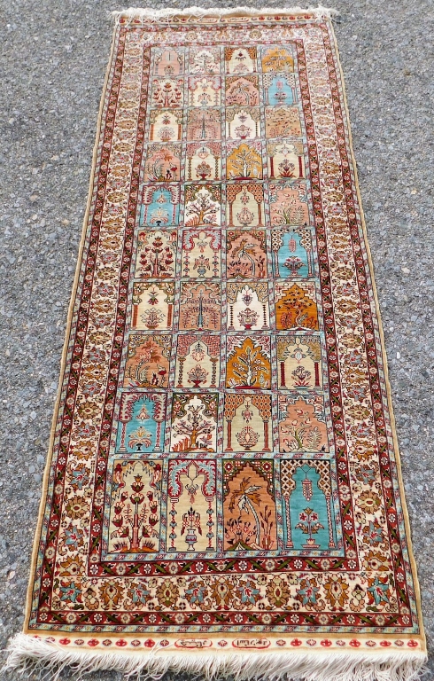 Appraisal: MIDDLE EASTERN ORIENTAL PICTORIAL SILK RUNNER Middle East th CenturyPink