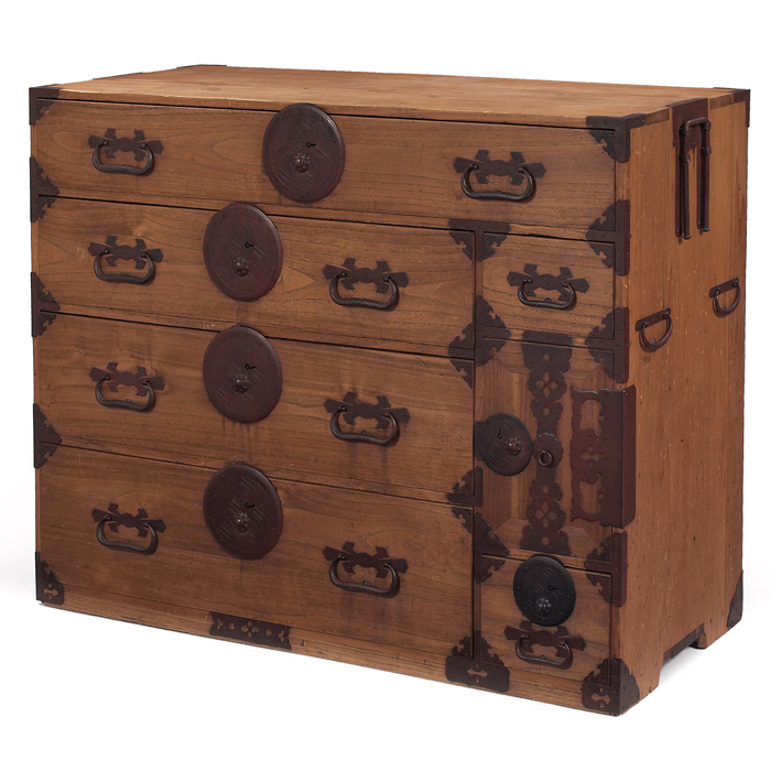 Appraisal: Asian chest series of drawers with original hardware and handles