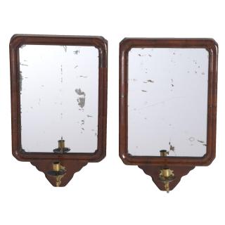 Appraisal: Pair George II walnut girandole mirrors Pair George II walnut