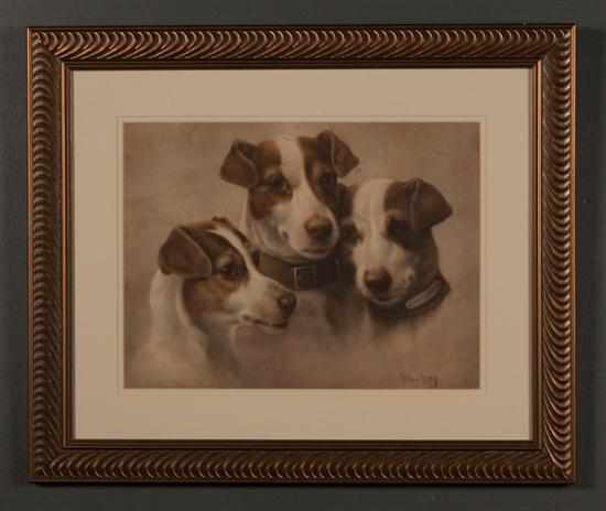 Appraisal: After Weekes Three Terriers color print framed Estimate - All