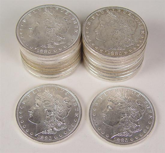 Appraisal: Roll of -P Morgan Dollars Uncirculated with some showing various