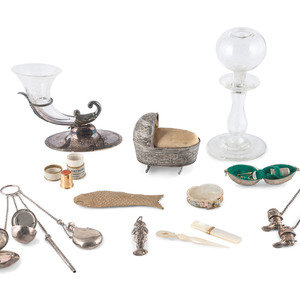 Appraisal: A Group of Silver and Mother of Pearl Sewing Accessories