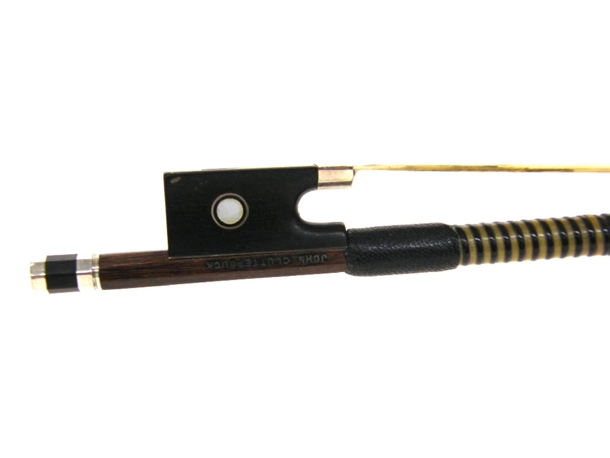 Appraisal: English silver mounted violin bow by and stamped John Clutterbuck