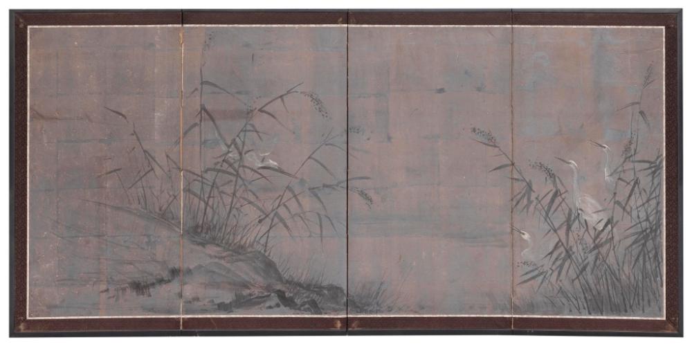 Appraisal: JAPANESE FOUR-PANEL SCREEN LATE EDO PERIOD HEIGHT LENGTH JAPANESE FOUR-PANEL