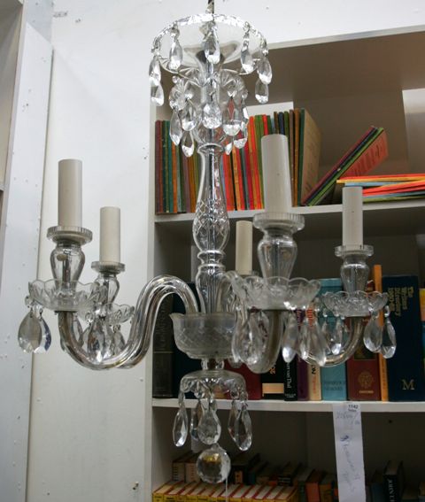 Appraisal: A George III style five-branch crystal chandelier