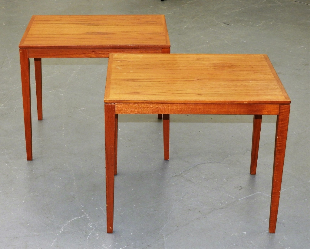 Appraisal: PR DANISH BENT SILBERG MOBLER TEAK END TABLES Denmark Circa