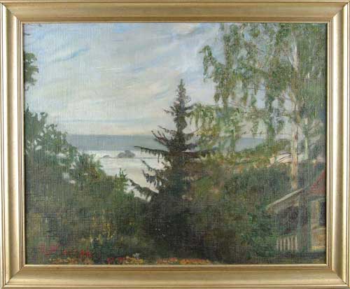 Appraisal: SEVERIN NILSSON NILSON Swedish - LAKEFRONT VIEW Large oil on