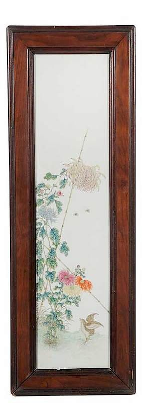 Appraisal: Chinese Enamel Decorated Porcelain Panel late th early th century