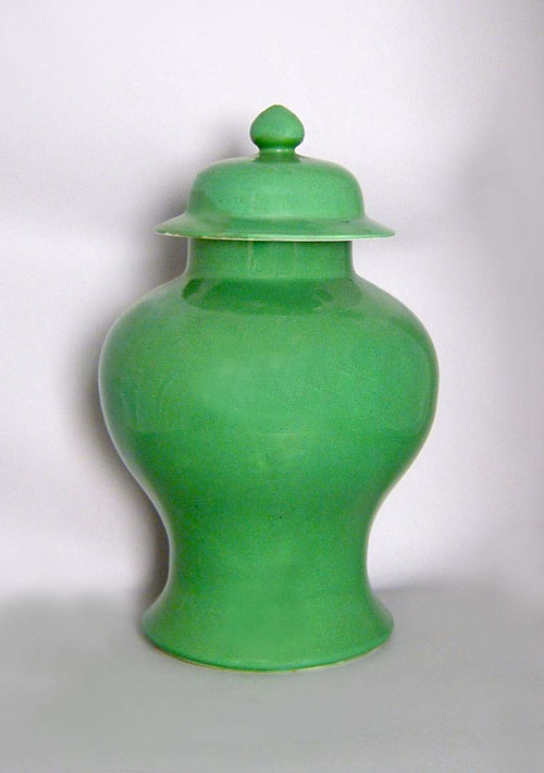 Appraisal: Chinese green glaze jar h