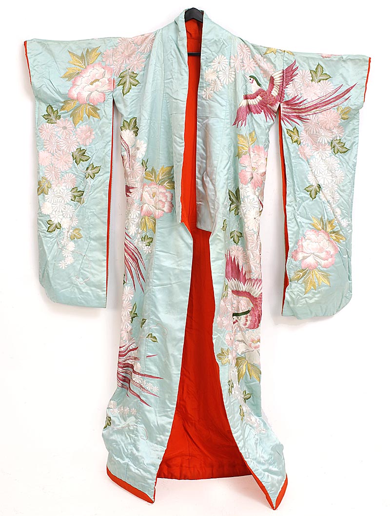 Appraisal: JAPANESE SILK KIMONO th CenturyWith exotic bird and flower design