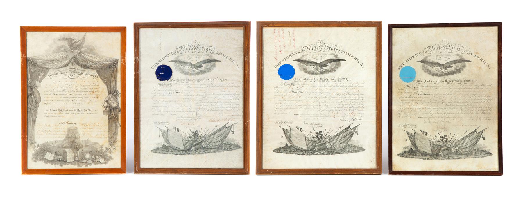 Appraisal: FOUR FRAMED UNITED STATES MILITARY DOCUMENTS American United States Military