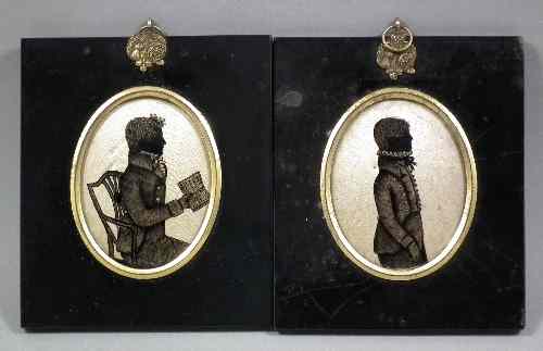 Appraisal: Two late George III oval half length silhouette portraits by