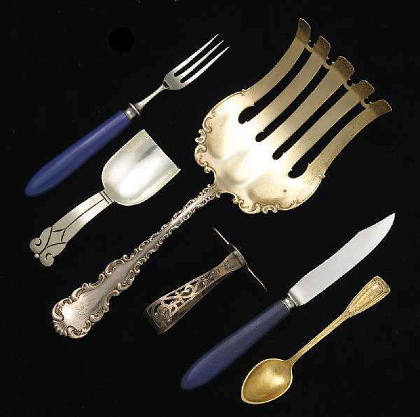 Appraisal: Property of various owners Including an assembled asparagus fork with