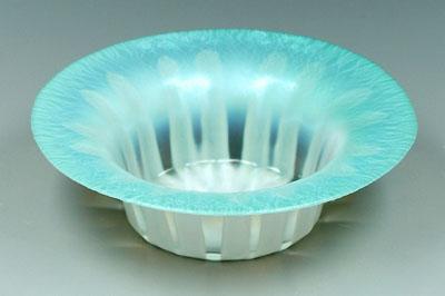 Appraisal: Tiffany bowl iridescent blue over white petals flattened rim base