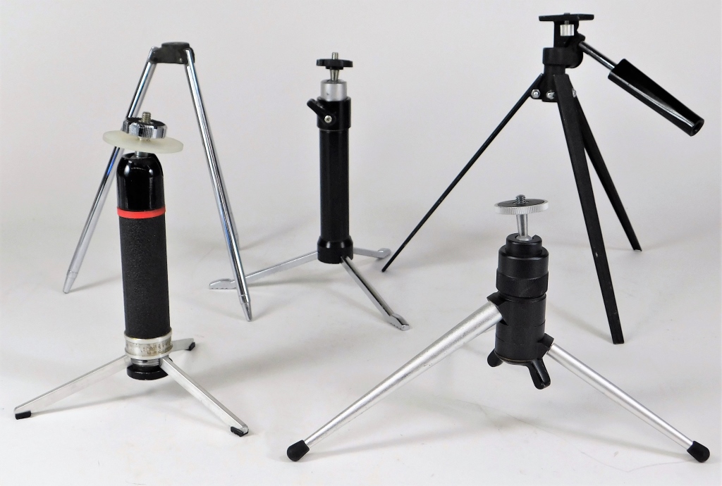 Appraisal: GROUP OF VINTAGE FOLDING TABLETOP TRIPODS Group of mid-century folding