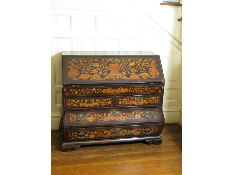 Appraisal: Inlaid Bombe Bureau Dutch th c fruitwood with marquetry inlay