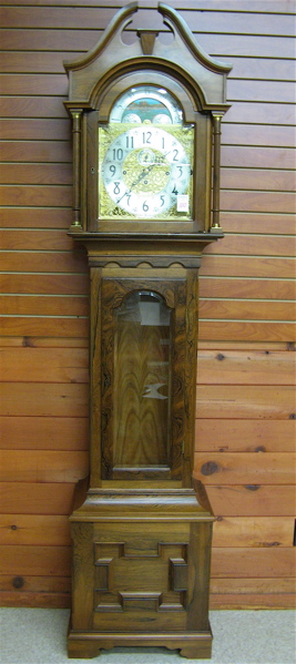 Appraisal: ROSEWOOD CASED GRANDFATHER FLOOR CLOCK with Herschede -weight movement that