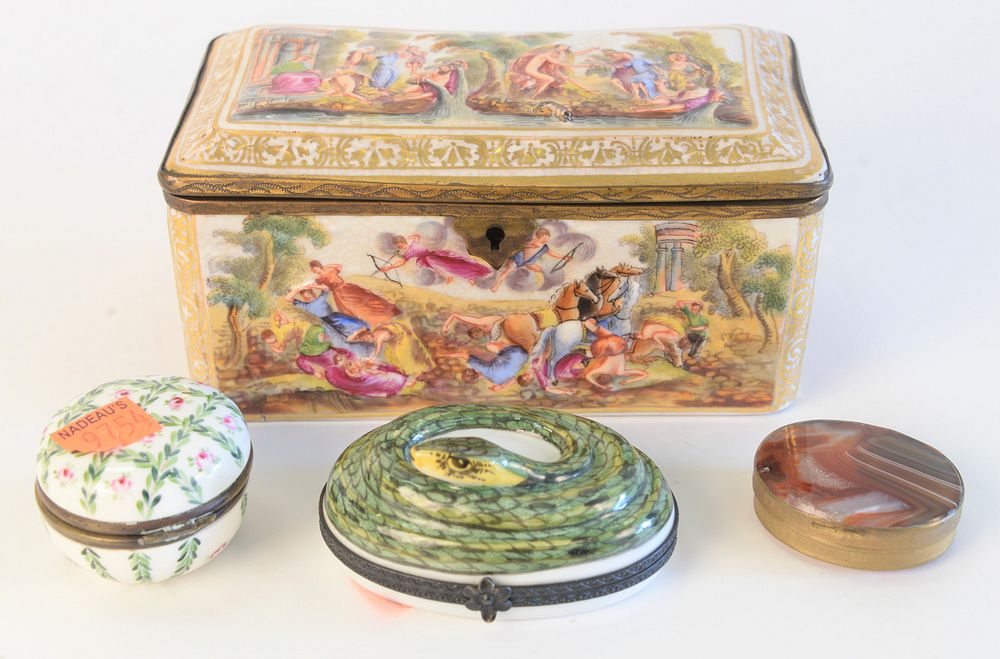 Appraisal: Group of four boxes to include Capodimonte box with hinged