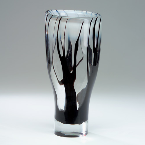 Appraisal: VICKE LINDSTRAND KOSTA Large glass vase Trees in Fog with