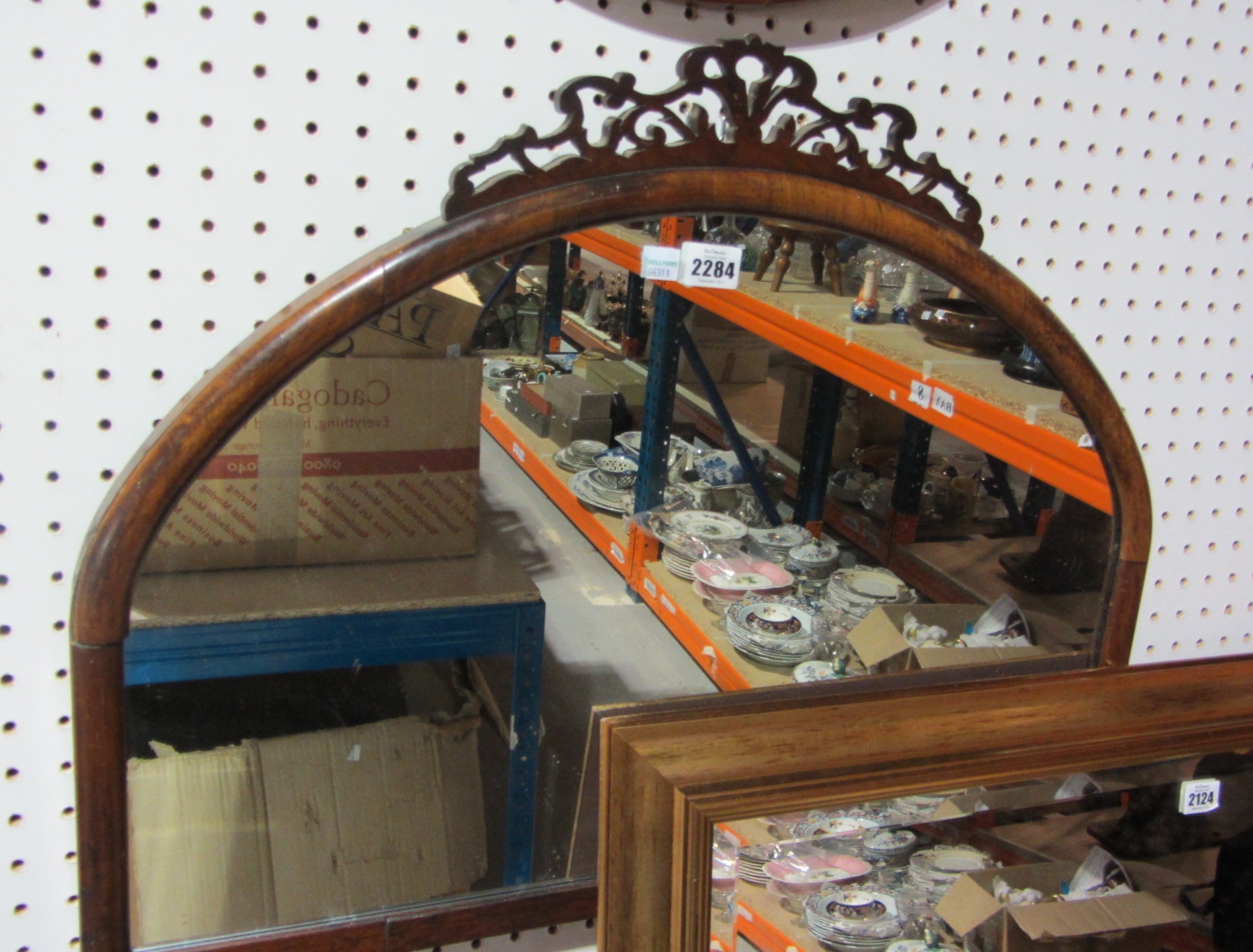 Appraisal: A th century walnut overmantel mirror