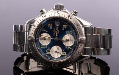 Appraisal: A Breitling Colt chronograph stainless steel blue face with Arabic