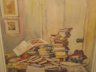 Appraisal: FREDRICK FRED LAWSON - Still Life with Books watercolour and