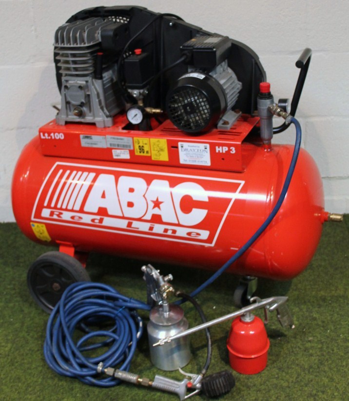 Appraisal: An ABAC Red Line Lt air compressor on a truckle