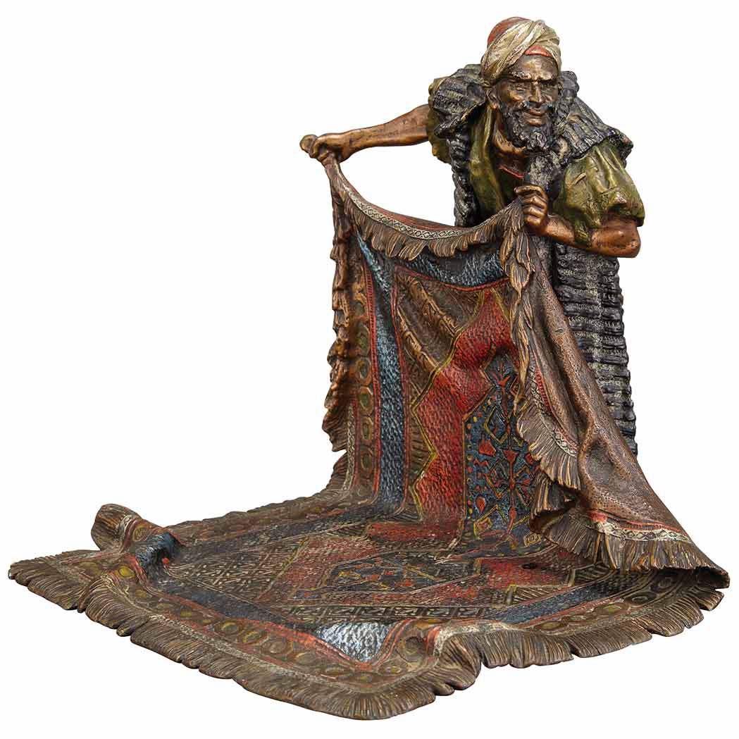 Appraisal: Franz Berman Cold Painted Bronze Figure of a Rug Merchant