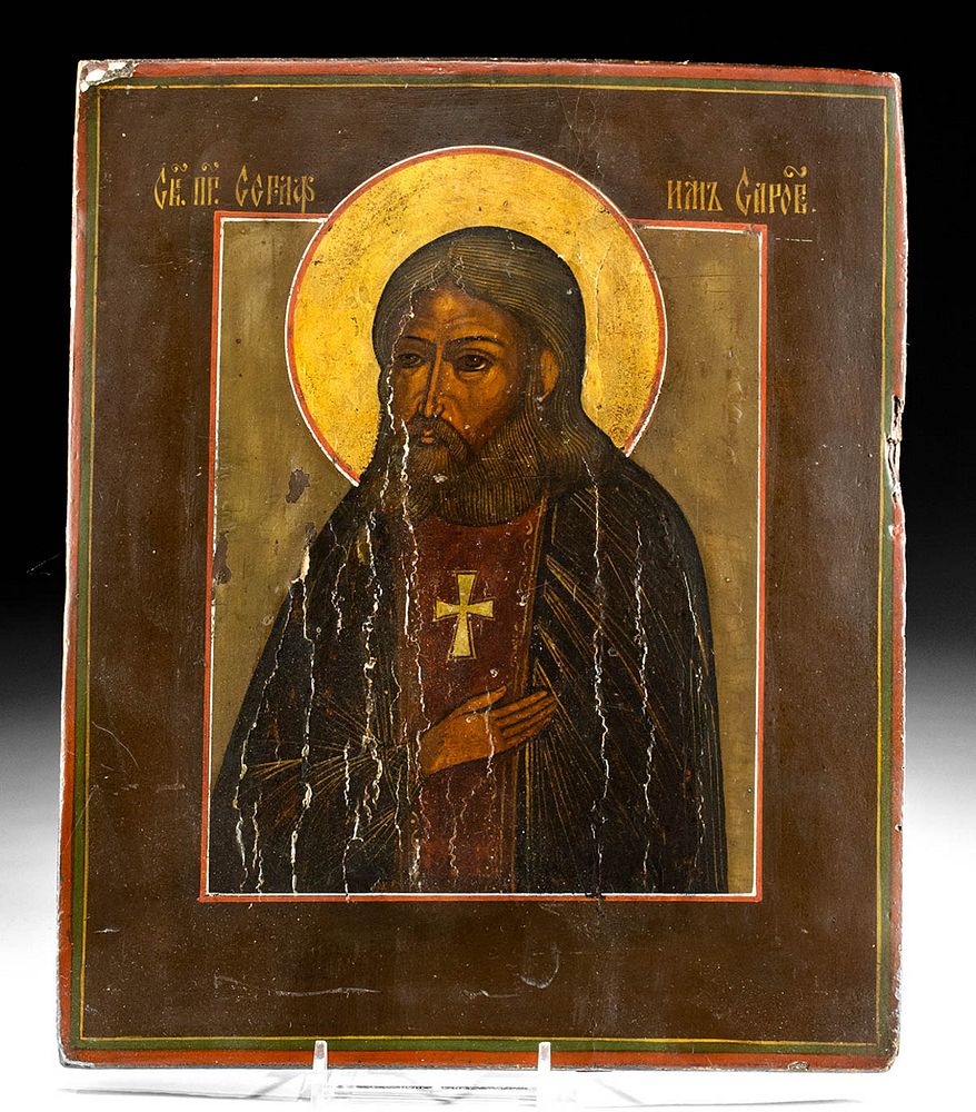 Appraisal: th C Russian Icon - St Seraphim Originally Listed At