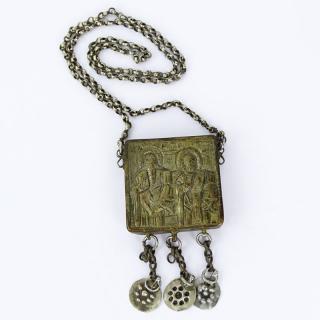 Appraisal: th Century or Earlier Greek Silver Icon Reliquary Necklace th