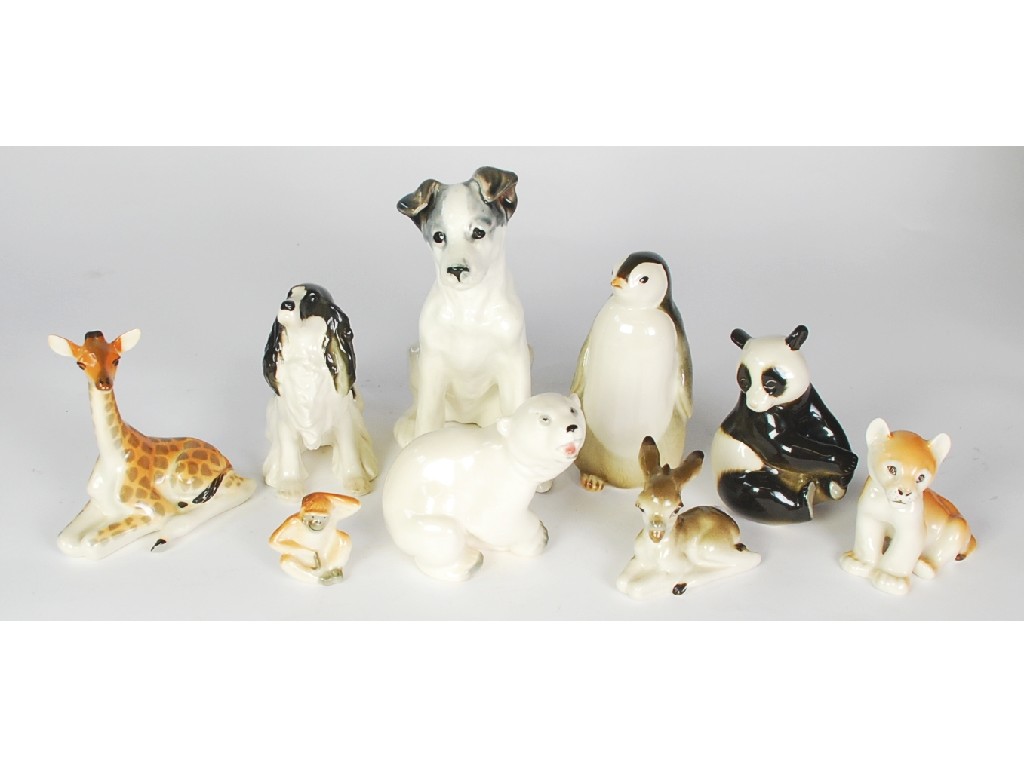 Appraisal: COLLECTION OF NINE MODERN RUSSIAN POTTERY MODELS OF ANIMALS comprising