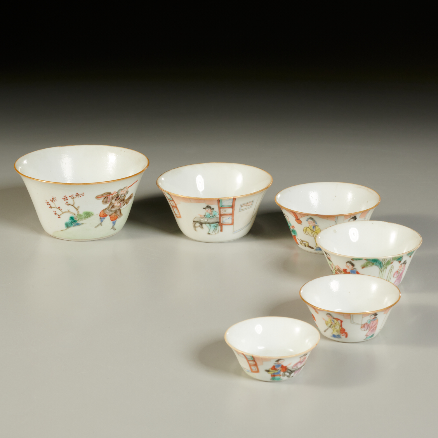 Appraisal: SET CHINESE FAMILLE ROSE NESTING BOWLS Qing Dynasty th c