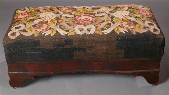 Appraisal: NEEDLEWORK FOOTSTOOL American or British Isles mid th century mahogany