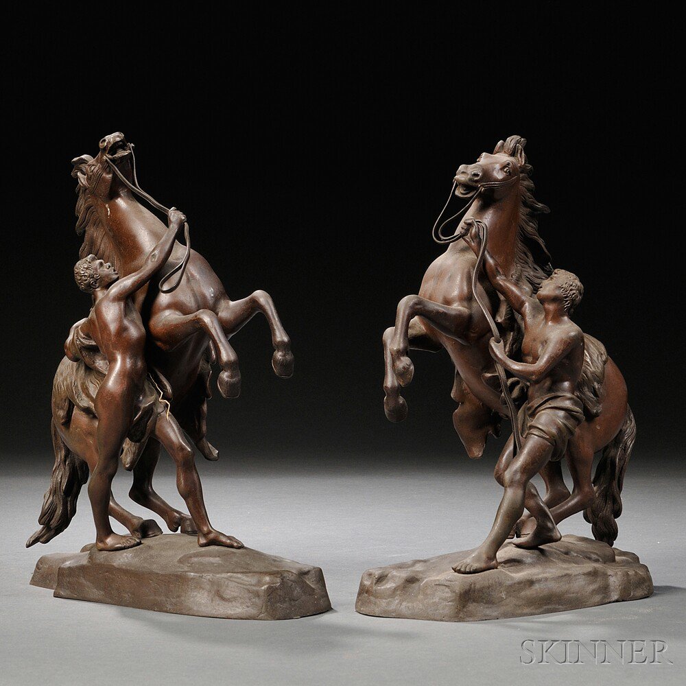 Appraisal: Pair of Bronze Marley Horses late th century each with