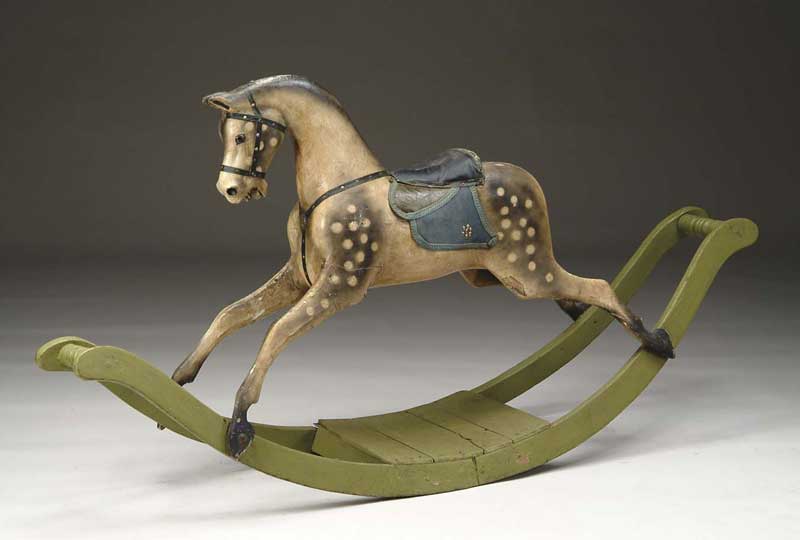 Appraisal: VICTORIAN DAPPLE ROCKING HORSE The large rockers in lime green