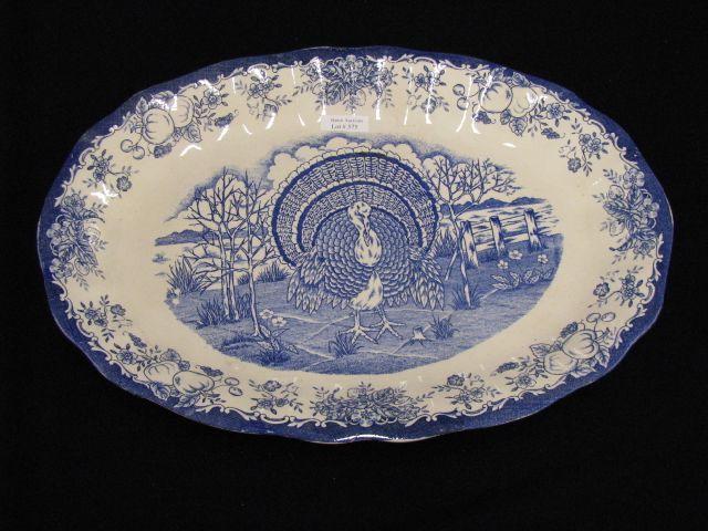 Appraisal: Blue Decorated Ironstone Turkey Platter